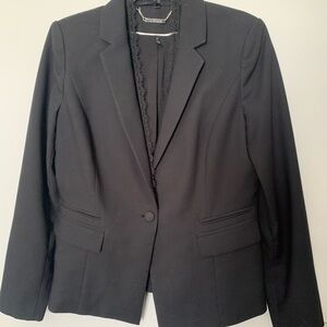 White House Black Market Removable Lace Collar Tuxedo Jacket, Black Women's 10